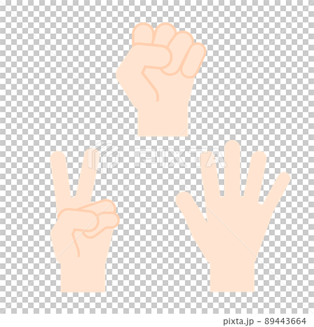 Simple and cute hand illustration: rock-paper-scissors 89443664