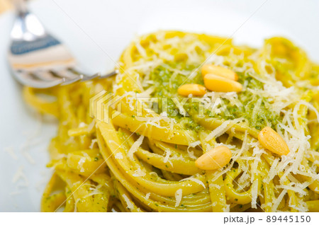 Italian traditional basil pesto pasta ingredients Italian traditional basil pesto pasta ingredients 89445150