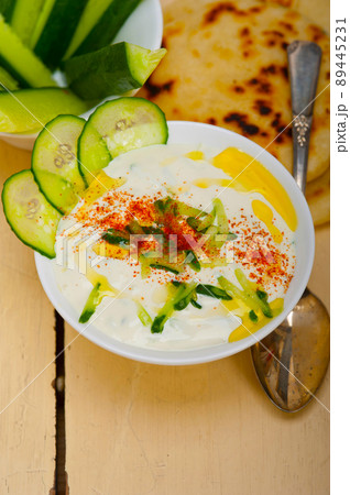 Arab middle east goat yogurt and cucumber salad Arab middle east goat yogurt and cucumber salad 89445231