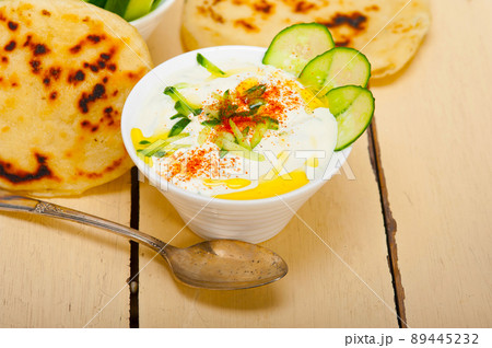 Arab middle east goat yogurt and cucumber salad Arab middle east goat yogurt and cucumber salad 89445232