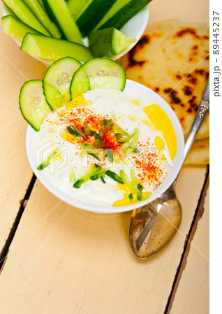 Arab middle east goat yogurt and cucumber salad Arab middle east goat yogurt and cucumber salad 89445237