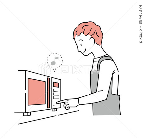 レンジでチンする若い男性のイラスト 89445374