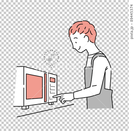 レンジでチンする若い男性のイラスト 89445374