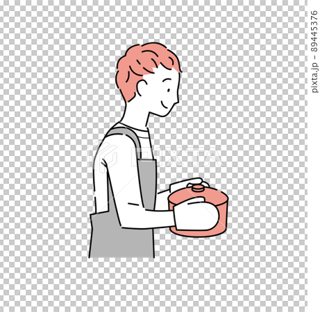 Illustration of a young man carrying a pot Illustration of a young man carrying a pot 89445376