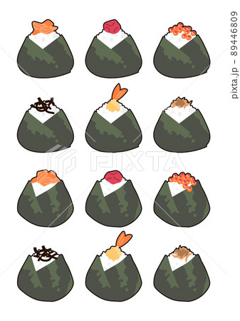おにぎりのセット 線あり 89446809