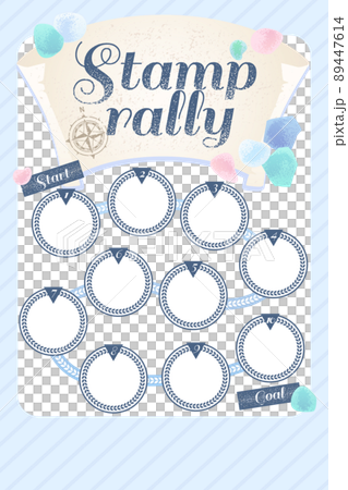 涼やかな見た目の スタンプラリー 台紙 ベクターイラスト セット 89447614