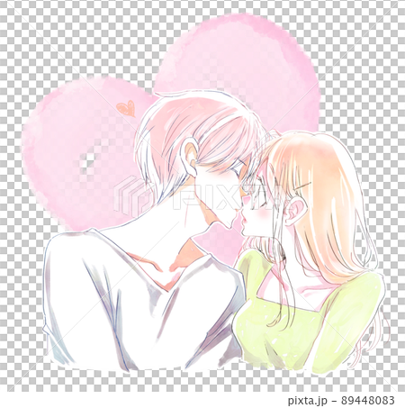 Men and women trying to kiss heart-shaped Men and women trying to kiss heart-shaped 89448083