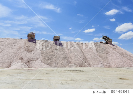 Extraction of raw material salt, from an open pit mine, La Pampa, Extraction of raw material salt, from an open pit mine, La Pampa, 89449842