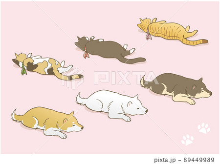 くつろぐ犬・猫ベクターイラストセット 89449989