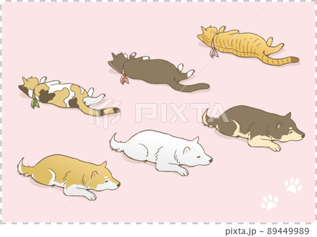 くつろぐ犬・猫ベクターイラストセット 89449989