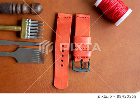 Genuine leather watch strap handmade cowhide leather 89450558