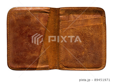 Brown leather money and credit card wallet, isolated on white background 89451971