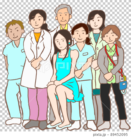 人格障害の女性と治療チームのイラスト 89452095