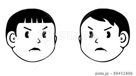怒っている表情 向き合う顔アイコンのイラスト素材