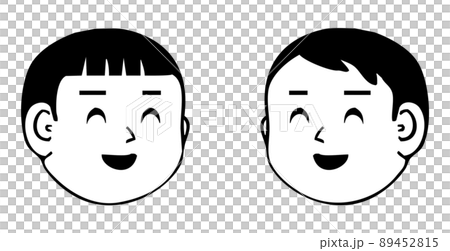 ニコニコの表情 向き合う顔アイコンのイラスト素材