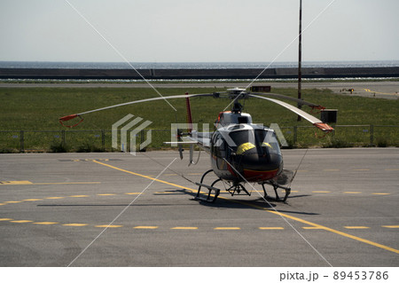 commercial helicopter grounded at the airport detail 89453786
