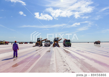 Salt lagoon.Dunaliella salina coloration.La Pampa 89456866