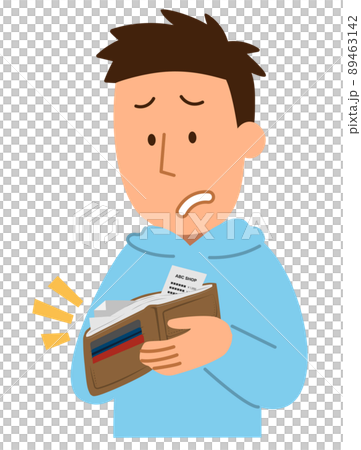 レシートでいっぱいの財布を持つ男性1 89463142