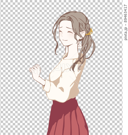 身だしなみを確認する女性(困り笑顔/照れる/うっかり) 身だしなみを確認する女性(困り笑顔/照れる/うっかり) 89463417