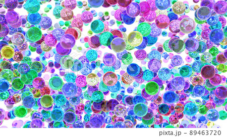 CGクリスタルボール　多数のカラフルなガラス玉 89463720