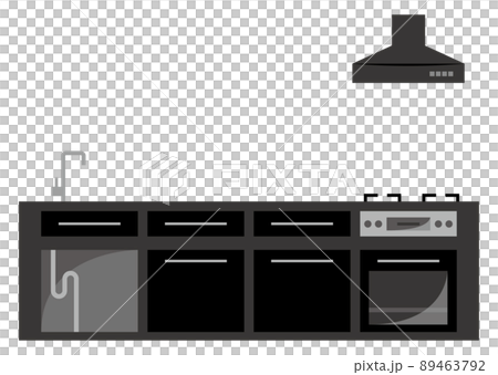 Illustration of a modern black system kitchen Illustration of a modern black system kitchen 89463792