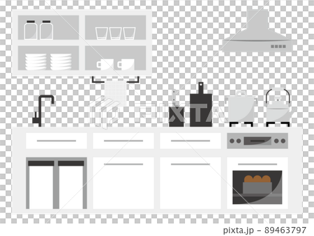 白いシステムキッチンのイラスト 89463797