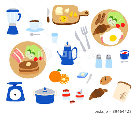 朝食のイラスト素材セット(洋風) 朝食のイラスト素材セット(洋風) 89464422