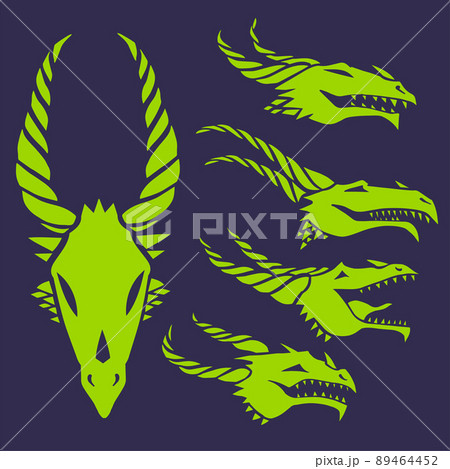 dragon face skull set silhouette dragon face skull set silhouette 89464452