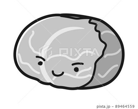キャベツのキャラクターのイラスト（白黒） 89464559