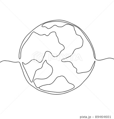 Continuous thin one line earth. Globe world single line. Vector planet contour concept 89464601