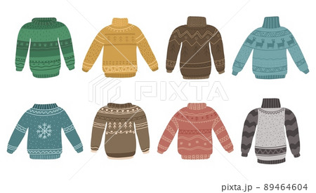 Christmas ugly sweater. Xmas funny handmade jumpers. Vector print pullovers 89464604