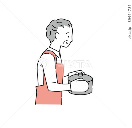 鍋を運ぶ年輩男性のイラスト 89464785