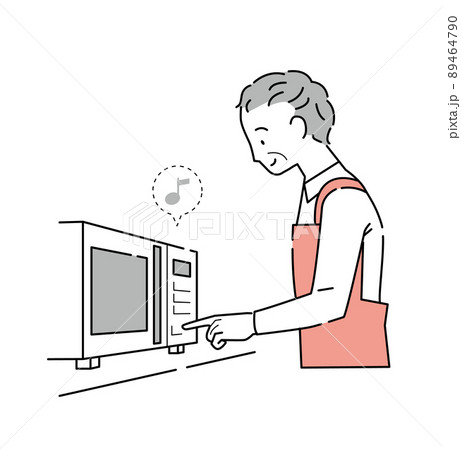 レンジでチンする年輩男性のイラスト 89464790