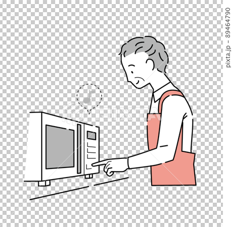 レンジでチンする年輩男性のイラスト 89464790