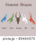 elemental dragon face skull set silhouette 89464970
