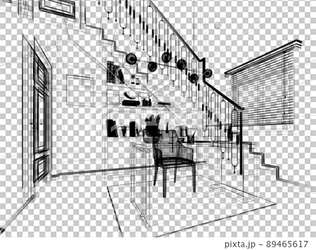 sketch design of interior working room,3d rendering sketch design of interior working room,3d rendering 89465617