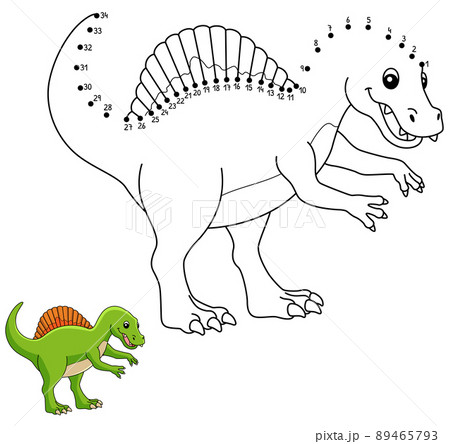 Dot to Dot Spinosaurus Dinosaur Coloring Isolated Dot to Dot Spinosaurus Dinosaur Coloring Isolated 89465793