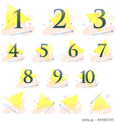 かすれ加工の数字と幾何学図形の背景 数字セット ベクターイラスト かすれ加工の数字と幾何学図形の背景 数字セット ベクターイラスト 89466705