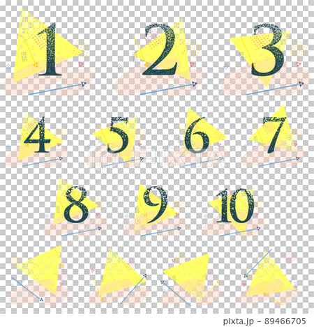 かすれ加工の数字と幾何学図形の背景 数字セット ベクターイラスト かすれ加工の数字と幾何学図形の背景 数字セット ベクターイラスト 89466705