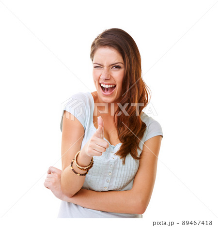 I have your back. Cropped shot of an attractive young woman isolated on white. 89467418