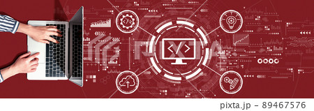 Web development concept with person using a laptop 89467576