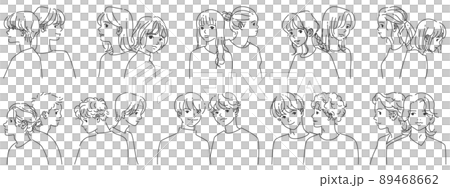背景が透過した線画の女の子のカップル男の子のカップルの各5組セット 背景が透過した線画の女の子のカップル男の子のカップルの各5組セット 89468662