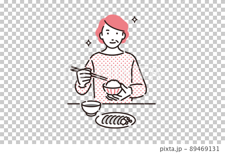 人物 食事を楽しむシニア女性 89469131