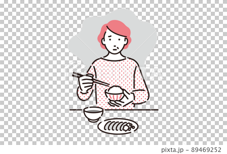 人物 寂しい表情をうかべながら孤食するシニア女性 89469252
