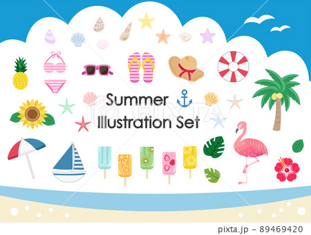 楽しい夏のイラストセット 楽しい夏のイラストセット 89469420