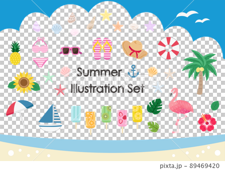 楽しい夏のイラストセット 楽しい夏のイラストセット 89469420