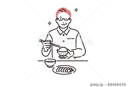 人物 食事を楽しむシニア男性 人物 食事を楽しむシニア男性 89469439
