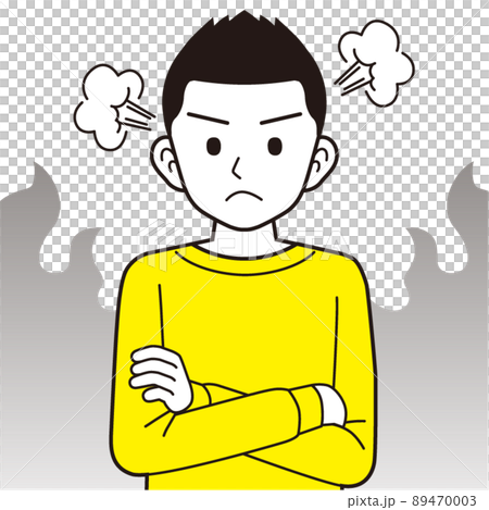 A man wearing an angry sweatshirt A man wearing an angry sweatshirt 89470003