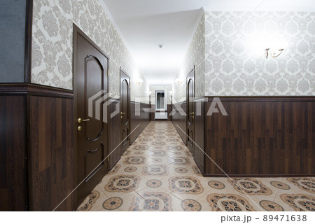 Interior of a hotel doorway corridor 89471638
