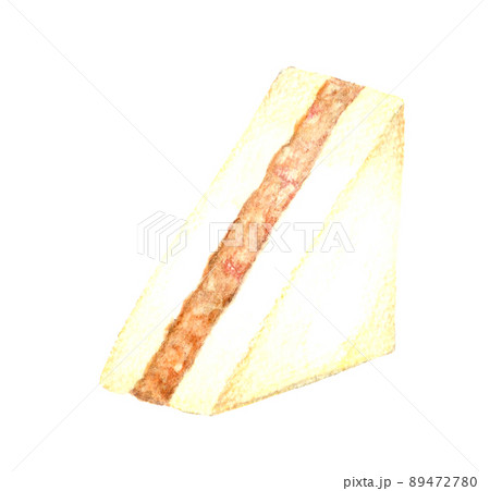 シーチキンマヨネーズのサンドイッチ　料理・カフェメニューの手描き水彩イラスト素材 89472780